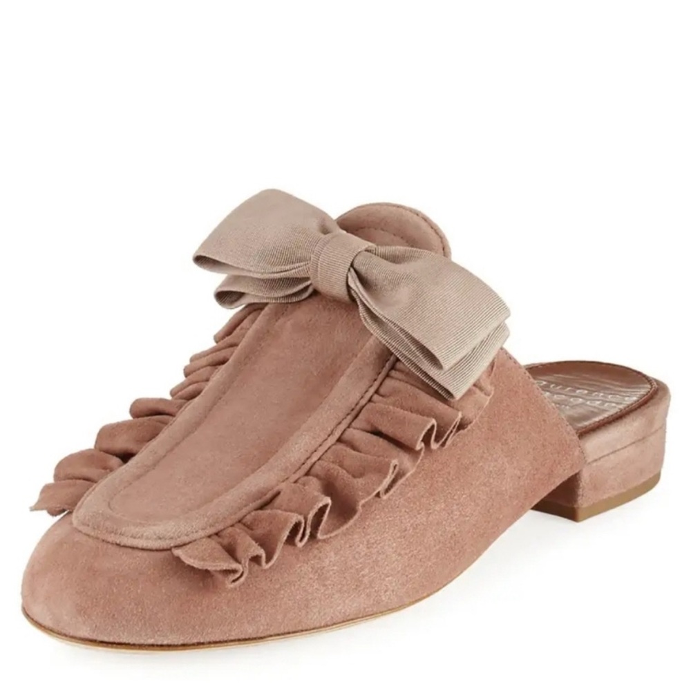 Laurence Dacade Pink Mules with Bow and Ruffle Details